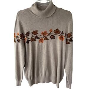 Retrology Size 2X Knit soft & lite turtleneck sweater beige orange